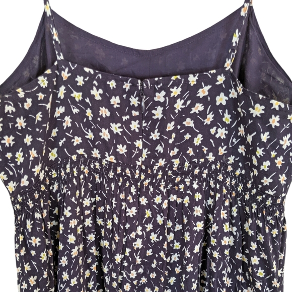 Madewell Navy Floral Sleeveless Tiered Midi Dress - Picture 8 of 11